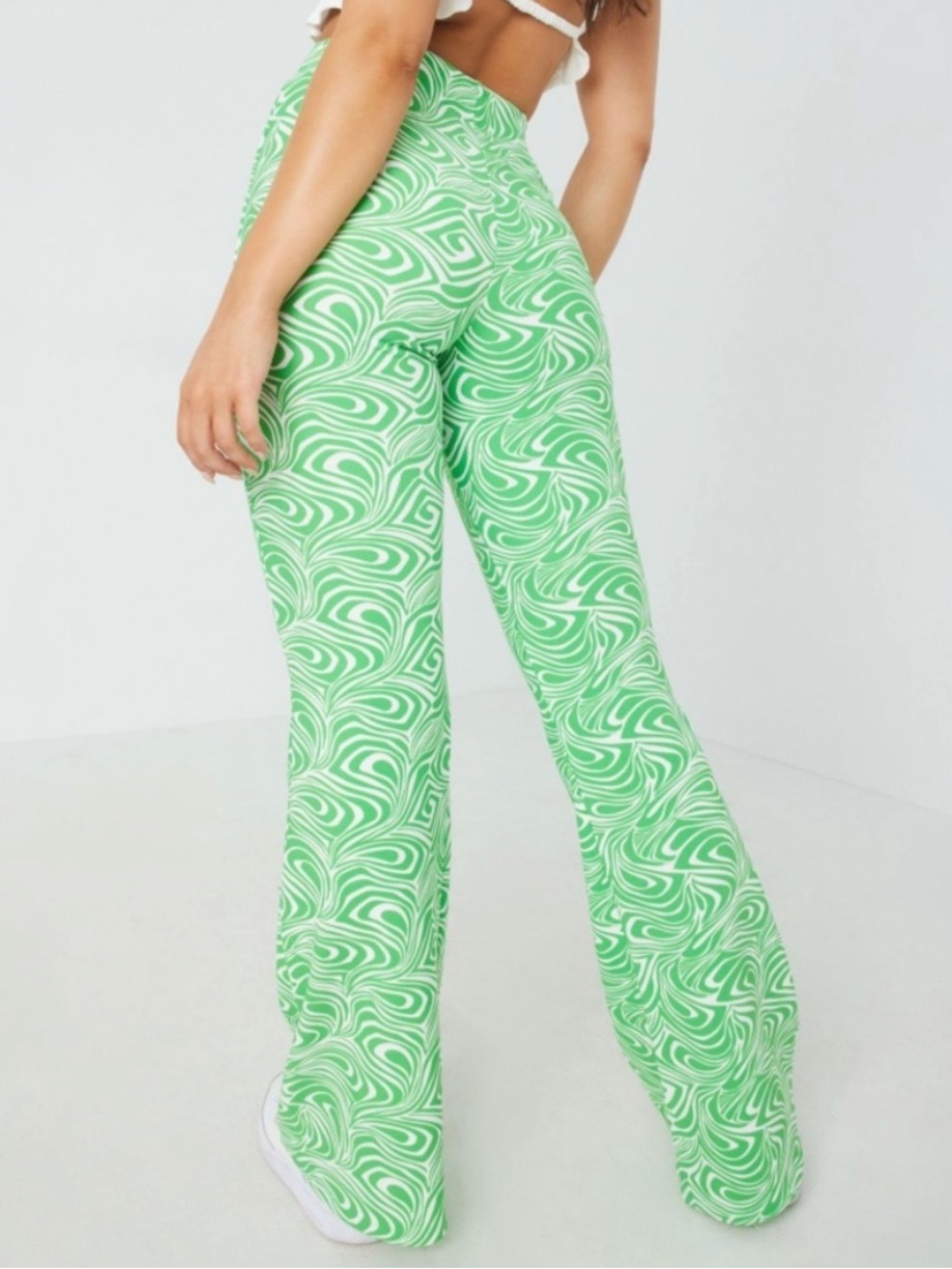 Garage Odessa Green Retro Swirl Flare Pants Size Medium Vintage-inspired 70’s - Picture 2 of 15